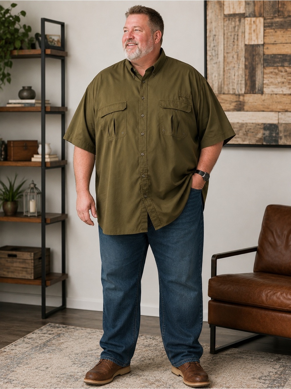 Boulder Creek Trading Company, Set of 2, Men's Short Sleeve Utility Shirts- 7XL